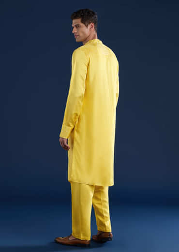 Yellow Bandhani Silk Kurta Set