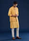 Yellow Chanderi Jacket Kurta Set with Dori Work