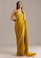 Yellow Chinon Saree With Stone And Sequin Embroidery