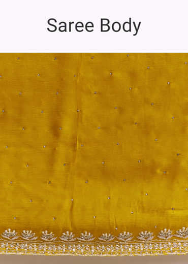 Yellow Chinon Saree With Stone And Sequin Embroidery