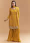 Yellow Chinon Sharara Suit With Intricate Cutdana Work