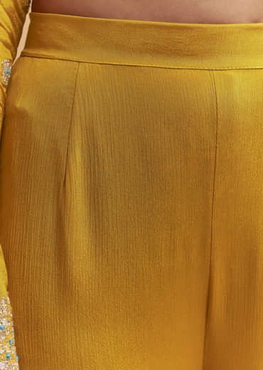 Yellow Chinon Sharara Suit With Intricate Cutdana Work