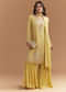 Yellow Chinon Sharara Suit With Sequins And Cutdana Work