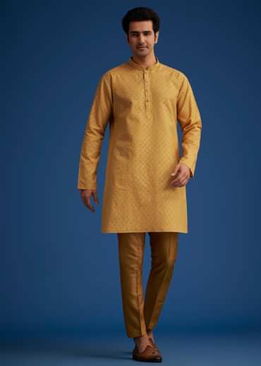 Yellow Cotton Linen Jacket With Stone And Thread Embroidery