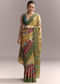 Yellow Cotton Saree With Hand Painted Motifs And Green Border