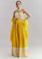 Yellow Crepe Crop Top Palazzo Pant Set With Embroidery