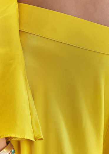 Yellow Crepe Palazzo Suit With Thread And Resham Work