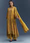 Yellow Crepe Printed Kurta Set With Sequins Work