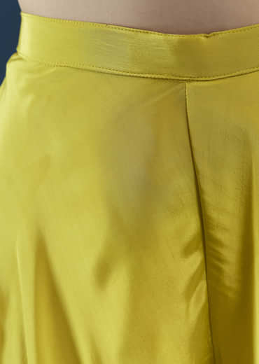 Yellow Crop Top Palazzo Set with Moti Work