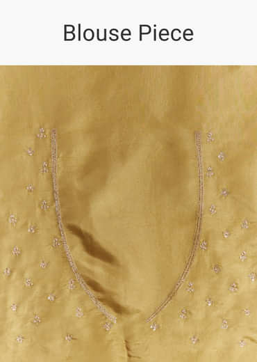 Yellow Crush Tissue Saree With Gota Zari And Beads Embroidery