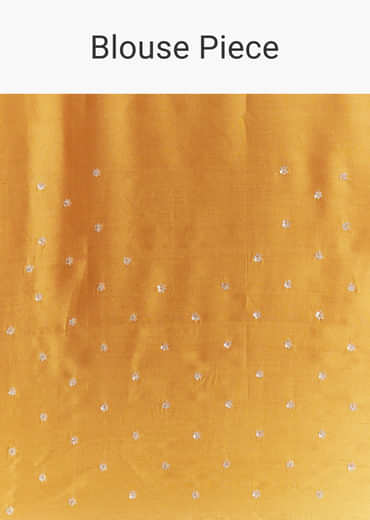 Yellow Crush Tissue Saree With Heavy Embroidered Border And Blouse