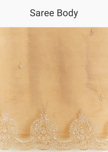 Yellow Crush Tissue Saree With Heavy Embroidered Border And Blouse