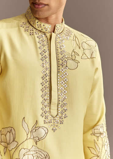 Yellow Cutwork Kurta Set