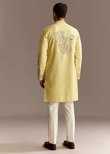 Yellow Cutwork Kurta Set