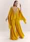 Yellow Dola Silk Cape Kurta Set With Embroidery