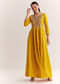 Yellow Dola Silk Gown With Embroidery