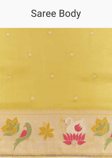 Yellow Dola Silk Paithani Saree With Dollar Butti And Multicolor Motif
