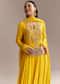 Yellow Georgette Anarkali Suit With Zari And Resham Work
