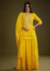 Yellow Georgette Gotta Lace Kurta Set With Cut Dana and Sequins Embellishments