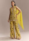 Yellow Georgette Palazzo Suit With Heavy Sequins And Resham Work