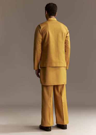 Yellow Kurta Jacket Set With Palazzo Pants