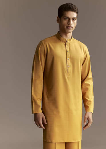 Yellow Kurta Jacket Set With Palazzo Pants
