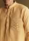 Yellow Linen Kurta Set With Embroidered Thread