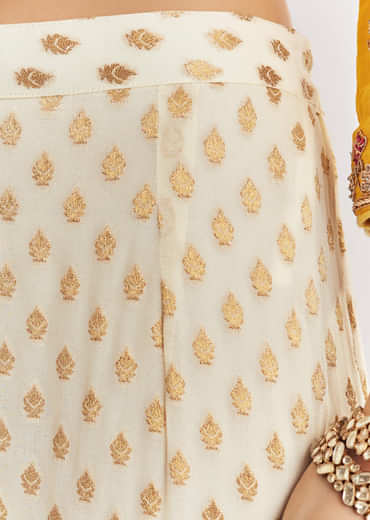 Yellow Ombre Kurta Palazzo Suit With Zardosi And Sequins Work