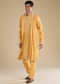 Yellow Resham Work Mens Kurta Set with Dupatta