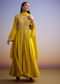Yellow Russian Silk Palazzo Suit With Cut Dana And Sequins Work