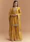 Yellow Satin Suit With Floral Printed Palazzo