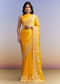 Yellow Satin Saree With Heavy Embroidered Details