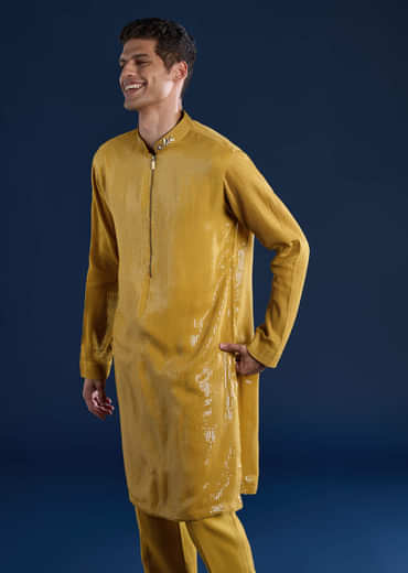 Yellow Sequin Kurta Set