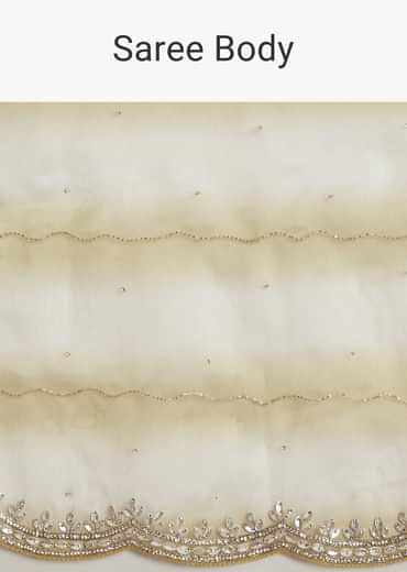 Yellow Shaded Glass Tissue Saree With Cutdana Embroidery And Scallop Border