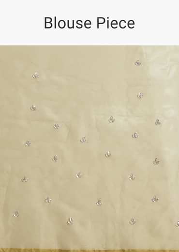 Yellow Shaded Glass Tissue Saree With Cutdana Embroidery And Scallop Border