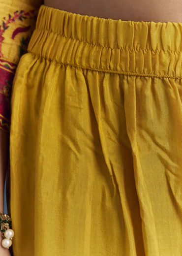 Yellow Silk Anarkali Suit With Floral Print And Zari Embroidery