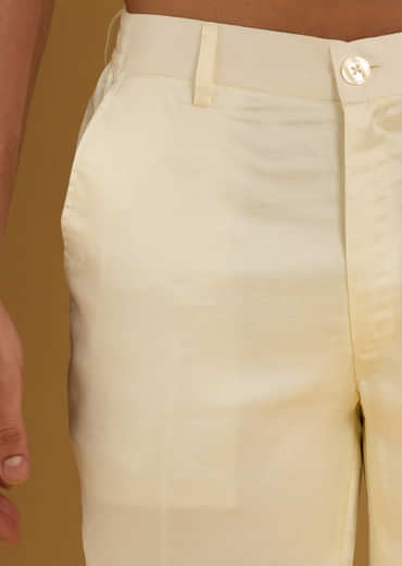 Yellow Silk Jacquard Kurta Jacket Set For Men With Resham Embroidery