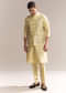 Yellow Silk Kurta Jacket Set For Men With Heavy Embroidery
