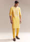 Yellow Silk Kurta Set For Men With Kashmiri Hand Work