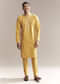 Yellow Silk Kurta Set For Men With Zardosi And Aari Work