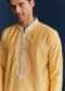 Yellow Silk Kurta Set With Mirror Work