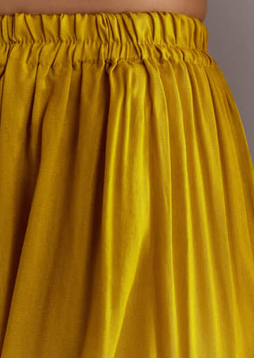 Yellow Silk Moti Sequin Embroidered Jacket Suit