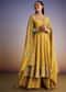Yellow Tissue Anarkali Set With Resham And Moti Work