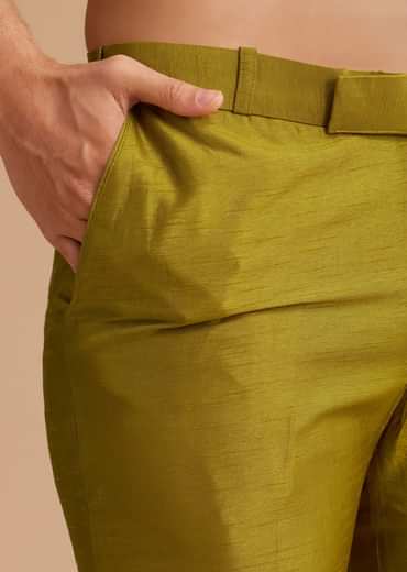 Yellow Tissue Kurta Jacket Set With Resham And Mirror Embroidery