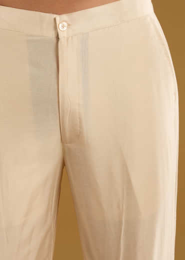 Yellow Tissue Kurta Set For Men With Zari And Sequins Work