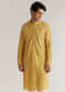 Yellow Tissue Resham Embroidered Kurta Set With Cutdana Beads