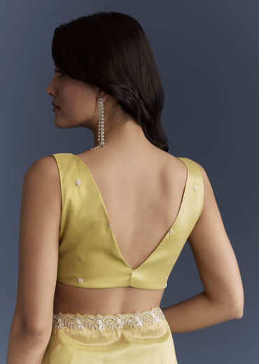 Yellow Tissue Saree With Heavy Hand Embroidery