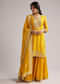 Yellow Zari Palazzo Suit Set With Dupatta