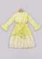 Kalki Girls Yellow Anarkali With Delicate Overall Embroidery And Organza Ruffle Sleeves By Free Sparrow