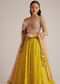 Yellow and Mauve Embroidered Lehenga Set With Net Dupatta